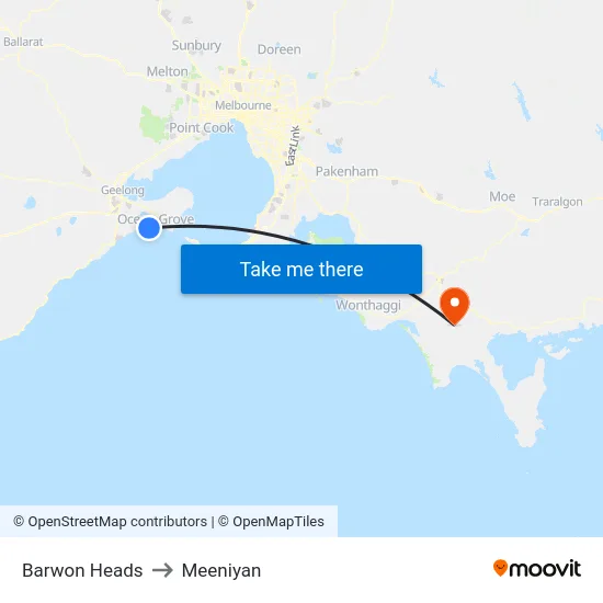 Barwon Heads to Meeniyan map