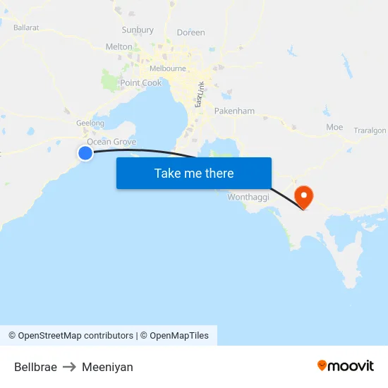 Bellbrae to Meeniyan map