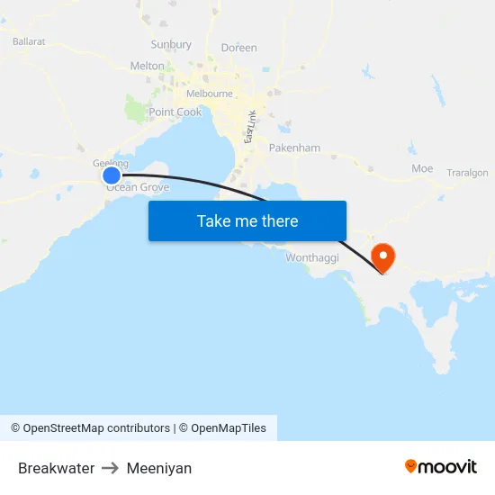 Breakwater to Meeniyan map