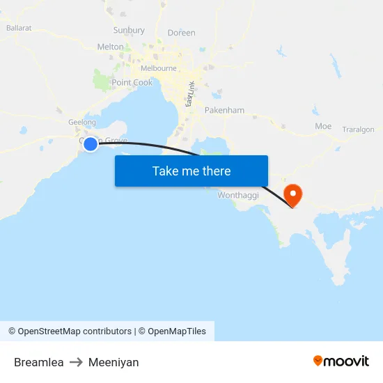 Breamlea to Meeniyan map