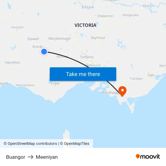 Buangor to Meeniyan map