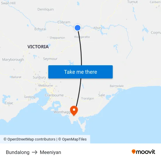 Bundalong to Meeniyan map