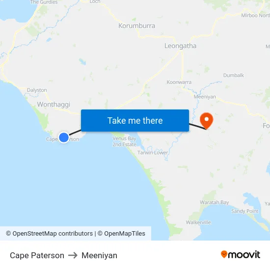 Cape Paterson to Meeniyan map