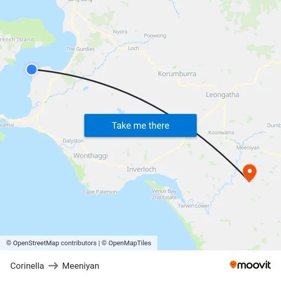 Corinella to Meeniyan map