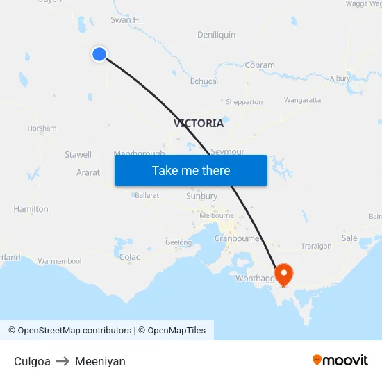 Culgoa to Meeniyan map