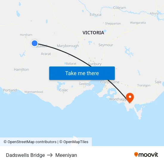 Dadswells Bridge to Meeniyan map
