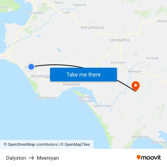 Dalyston to Meeniyan map