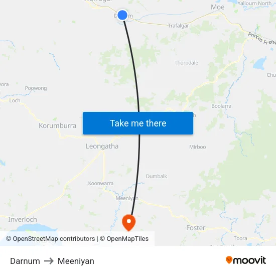 Darnum to Meeniyan map