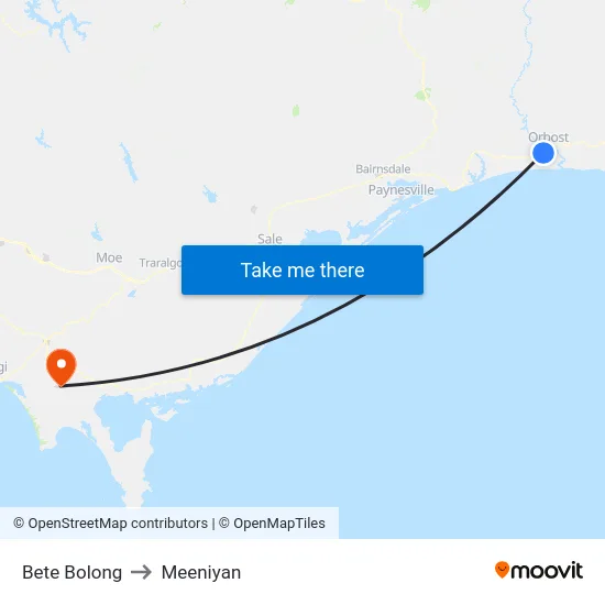 Bete Bolong to Meeniyan map