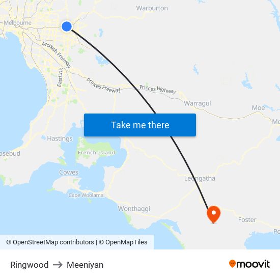 Ringwood to Meeniyan map