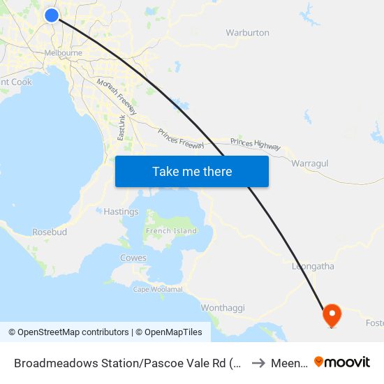 Broadmeadows Station/Pascoe Vale Rd (Broadmeadows) to Meeniyan map