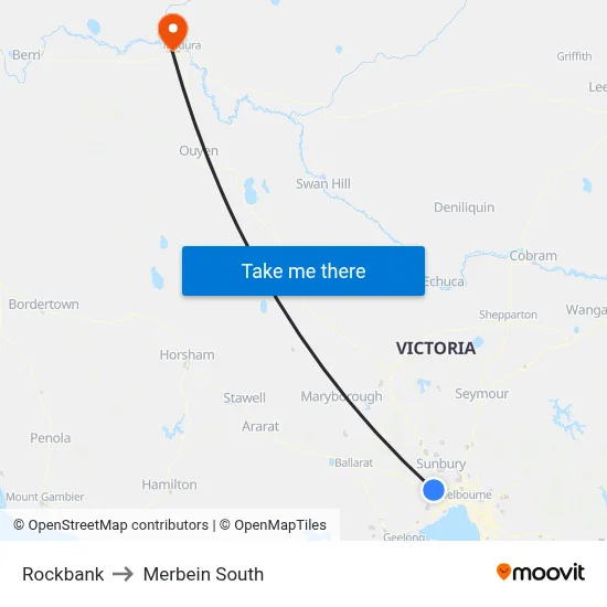 Rockbank to Merbein South map