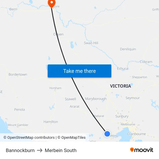 Bannockburn to Merbein South map
