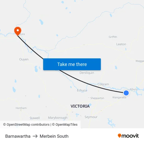 Barnawartha to Merbein South map