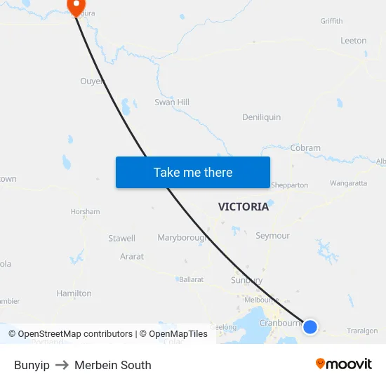 Bunyip to Merbein South map