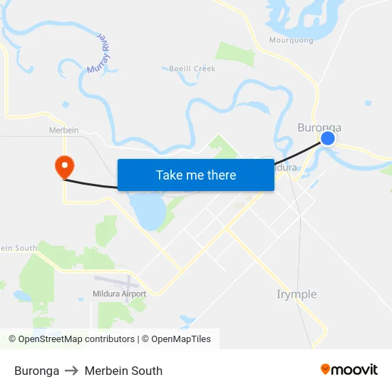 Buronga to Merbein South map