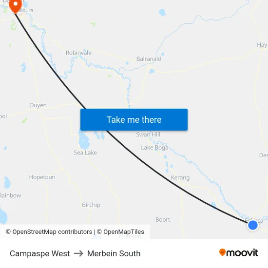 Campaspe West to Merbein South map