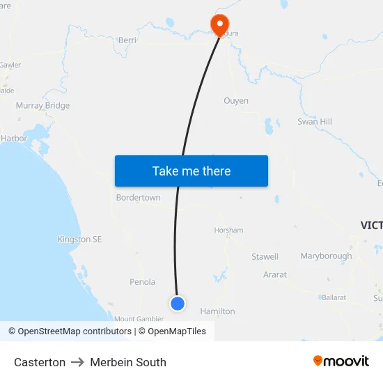 Casterton to Merbein South map
