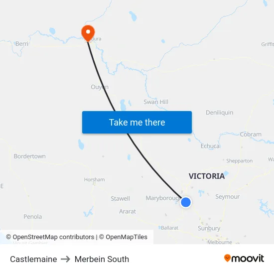 Castlemaine to Merbein South map