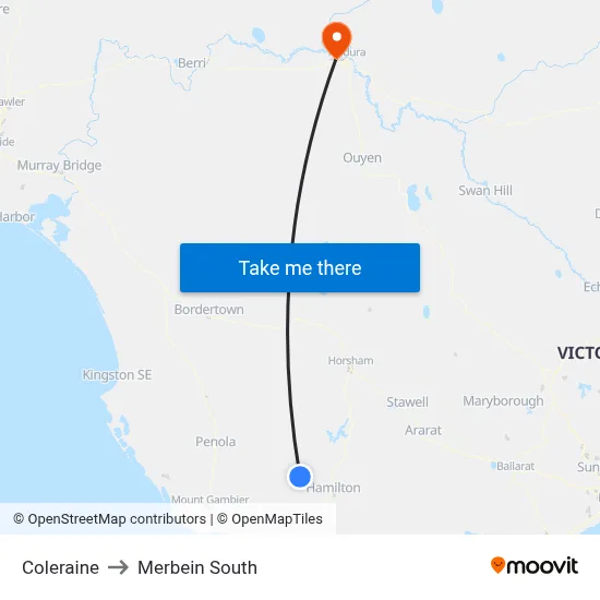 Coleraine to Merbein South map