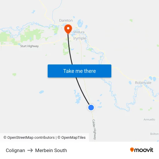 Colignan to Merbein South map