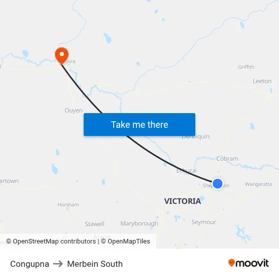 Congupna to Merbein South map