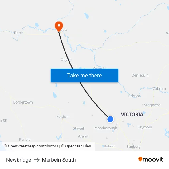 Newbridge to Merbein South map