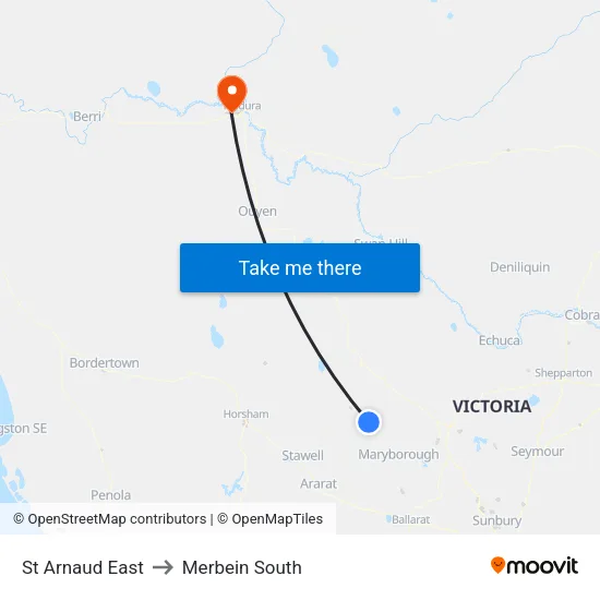 St Arnaud East to Merbein South map
