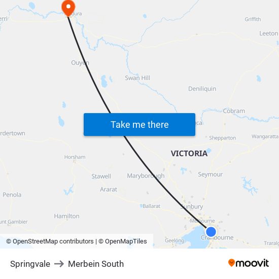 Springvale to Merbein South map