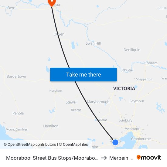 Moorabool Street Bus Stops/Moorabool St (Geelong) to Merbein South map