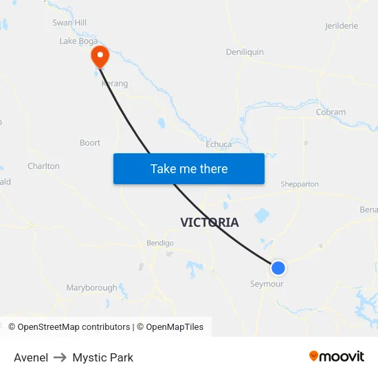 Avenel to Mystic Park map