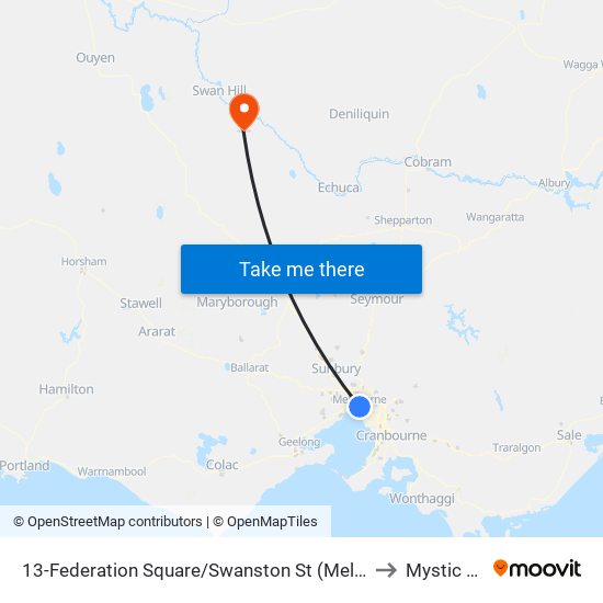13-Federation Square/Swanston St (Melbourne City) to Mystic Park map