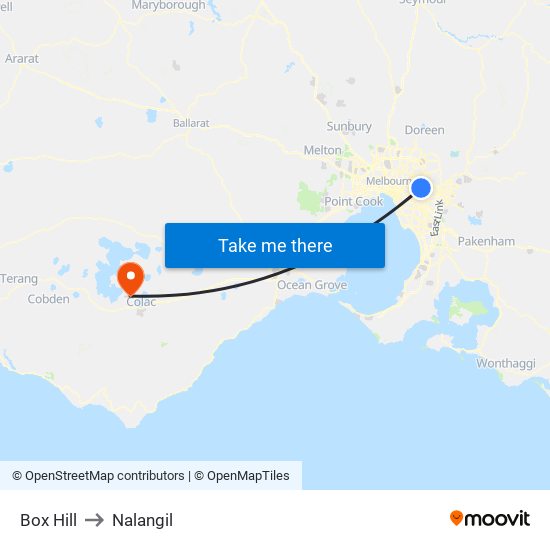 Box Hill to Nalangil map