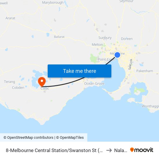 8-Melbourne Central Station/Swanston St (Melbourne City) to Nalangil map