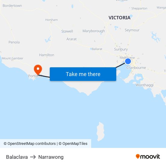 Balaclava to Narrawong map