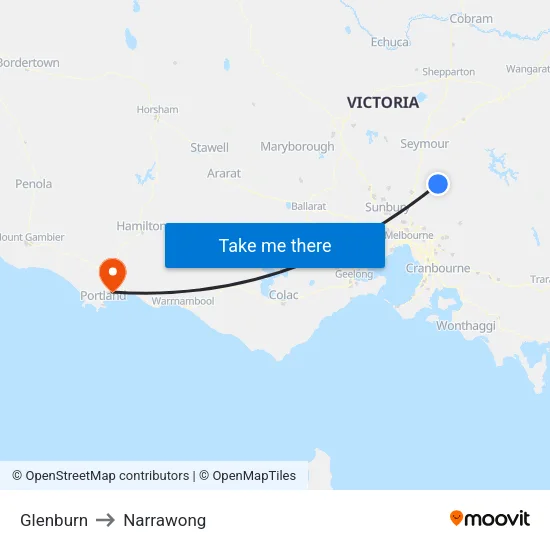Glenburn to Narrawong map