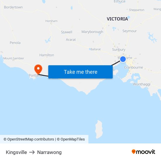 Kingsville to Narrawong map