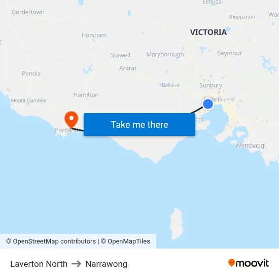 Laverton North to Narrawong map