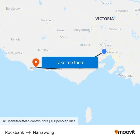 Rockbank to Narrawong map