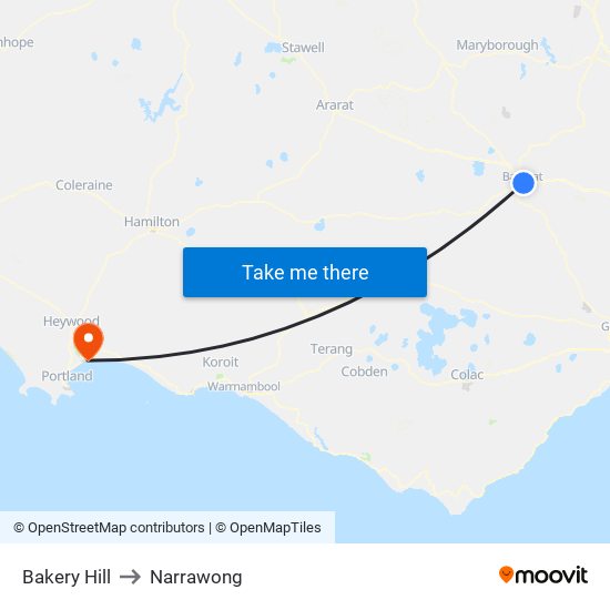 Bakery Hill to Narrawong map