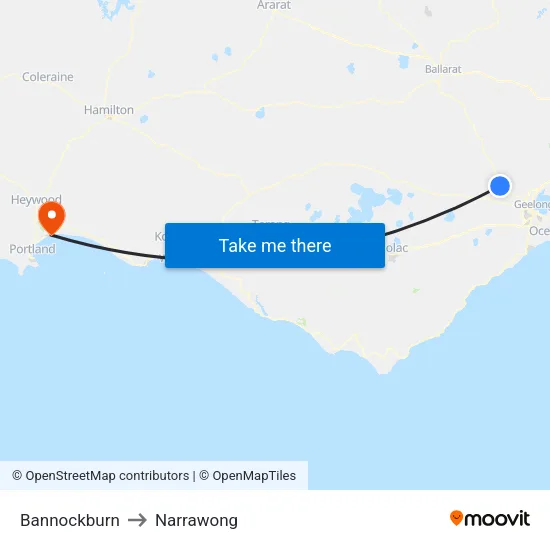 Bannockburn to Narrawong map