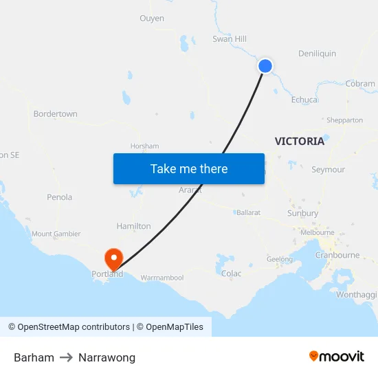 Barham to Narrawong map