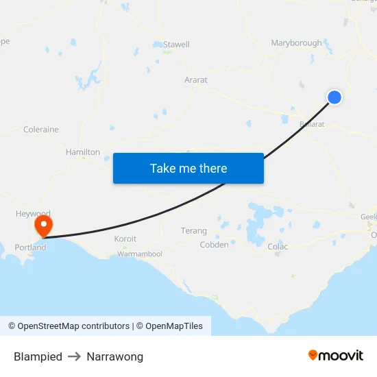Blampied to Narrawong map