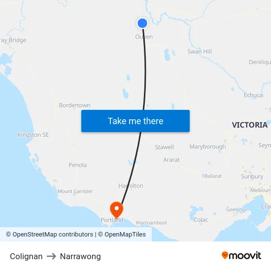 Colignan to Narrawong map