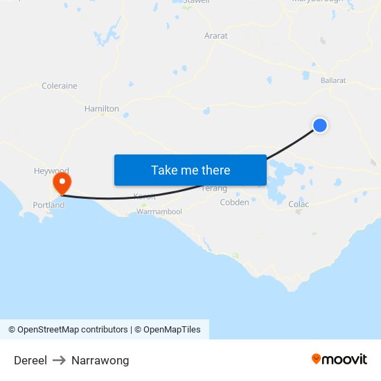 Dereel to Narrawong map