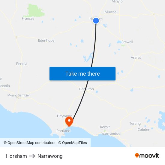 Horsham to Narrawong map