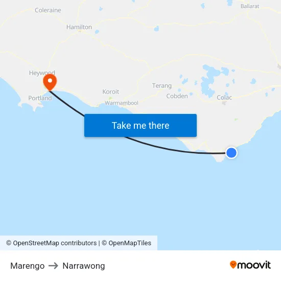Marengo to Narrawong map