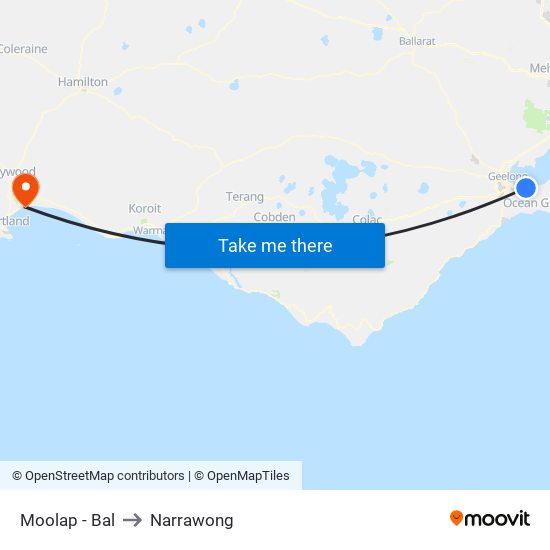 Moolap - Bal to Narrawong map