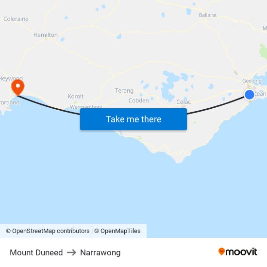 Mount Duneed to Narrawong map