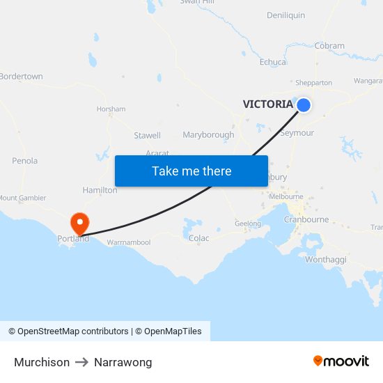 Murchison to Narrawong map